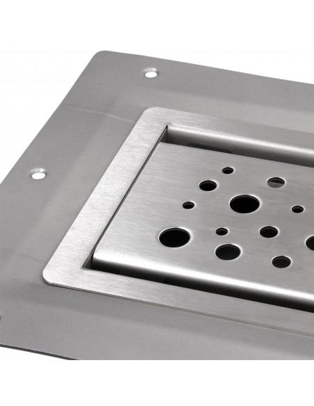 Wiper Drain VF Mistral Ablaufabdeckung – Eckdetail Mit Edelstahlrahmen Und Versenkter Rostkante