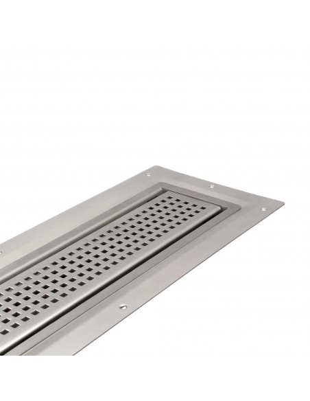 Wiper Drain VF Sirocco Ablaufabdeckung – Nahaufnahme Auf Edelstahl - Wannenkörper, Schräge Ansicht Auf Weißem Hinterg...