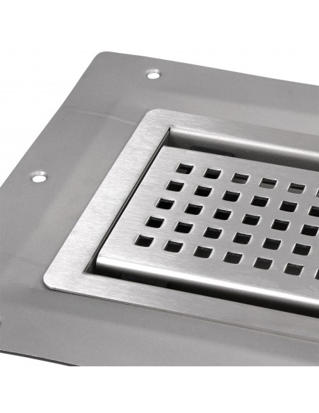 Wiper Drain VF Sirocco Ablaufabdeckung – Eckdetail Mit Edelstahlrahmen Und Versenkter Rostkante