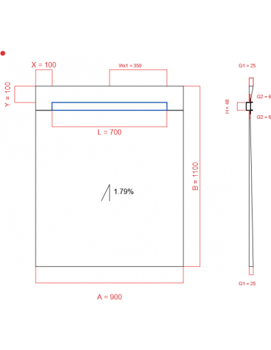 Showerlay Wiper 1 Way 900 X 1100 Mm. . . 